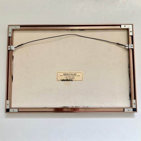 Vintage copper rectangular picture frame oatmeal canvas matting - Picture 6 of 13